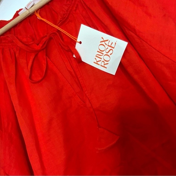 Knox Rose Short sleeve Tie Collar Tunic Blouse. In Warm Orange. Size 2XL.(NWT). - Picture 5 of 8